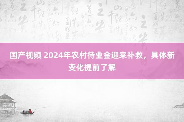 国产视频 2024年农村待业金迎来补救，具体新变化提前了解