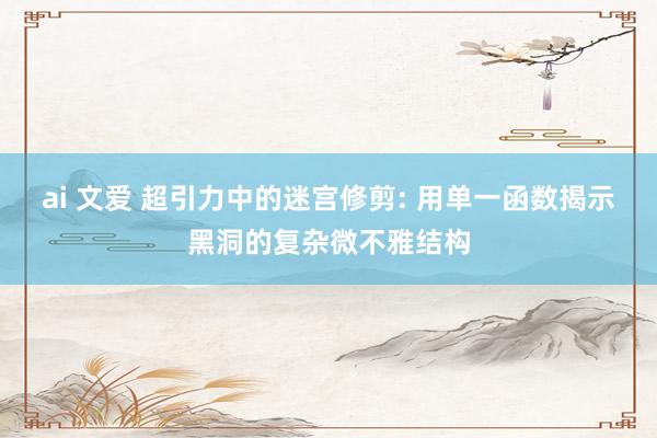 ai 文爱 超引力中的迷宫修剪: 用单一函数揭示黑洞的复杂微不雅结构