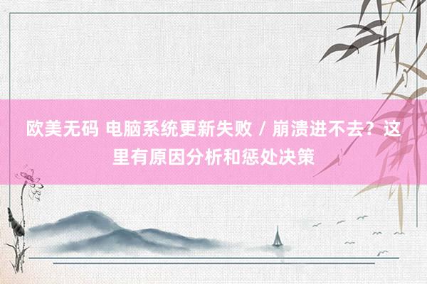 欧美无码 电脑系统更新失败 / 崩溃进不去？这里有原因分析和惩处决策